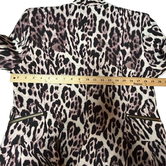 Robert Rodriguez Chocolate Purple Leopard Open Front Zip Pockets Size 10 Blazer - Picture 9 of 15